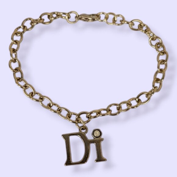(2/$20) Vintage Diamond International Gold Tone Charm Bracelet - Picture 2 of 4